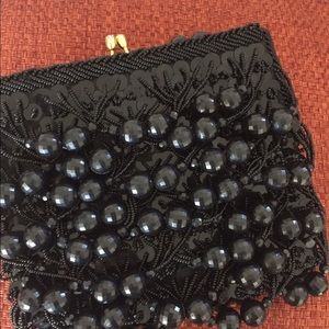 Black beaded bag Gold clasp
